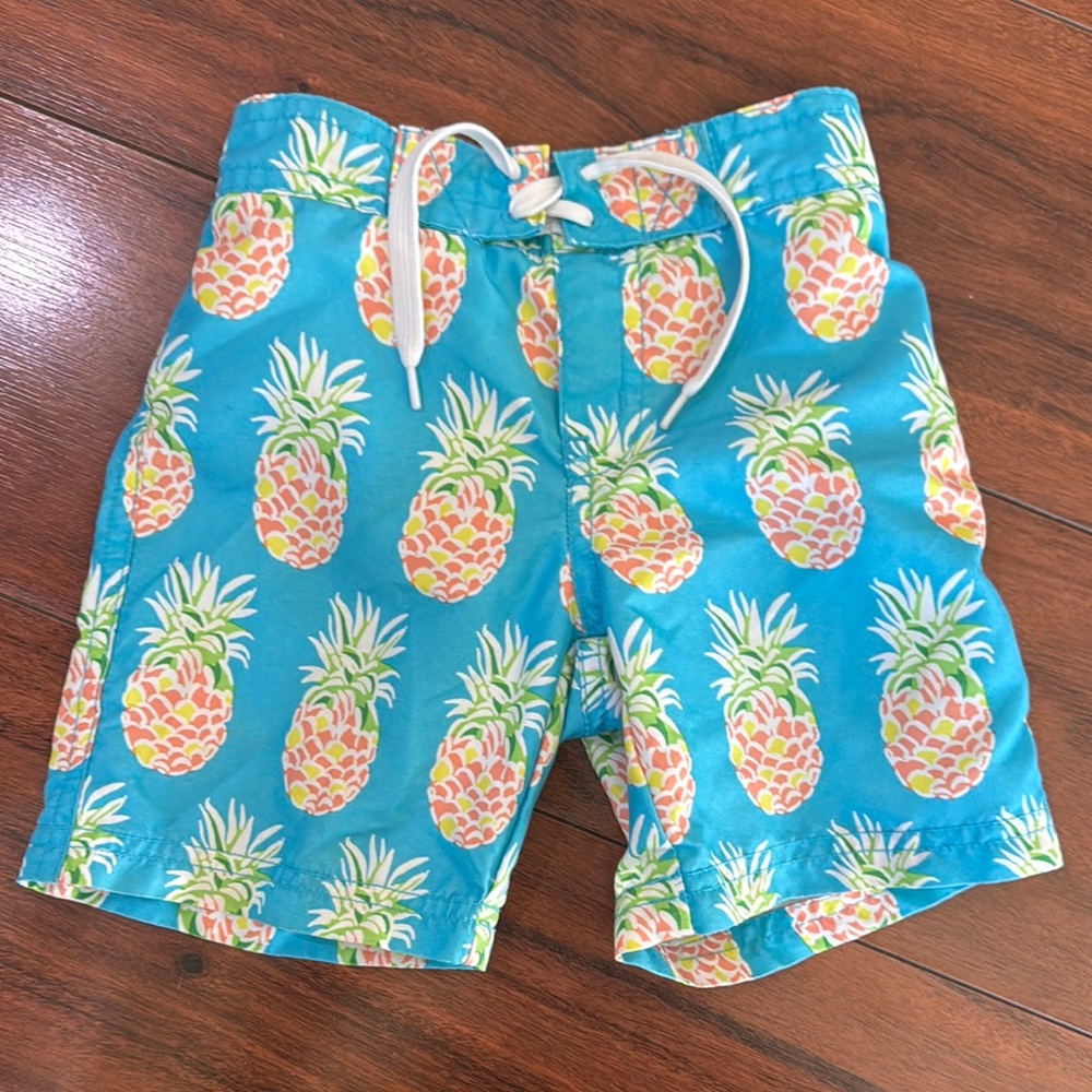 Blue Pineapple Print Swim Shorts